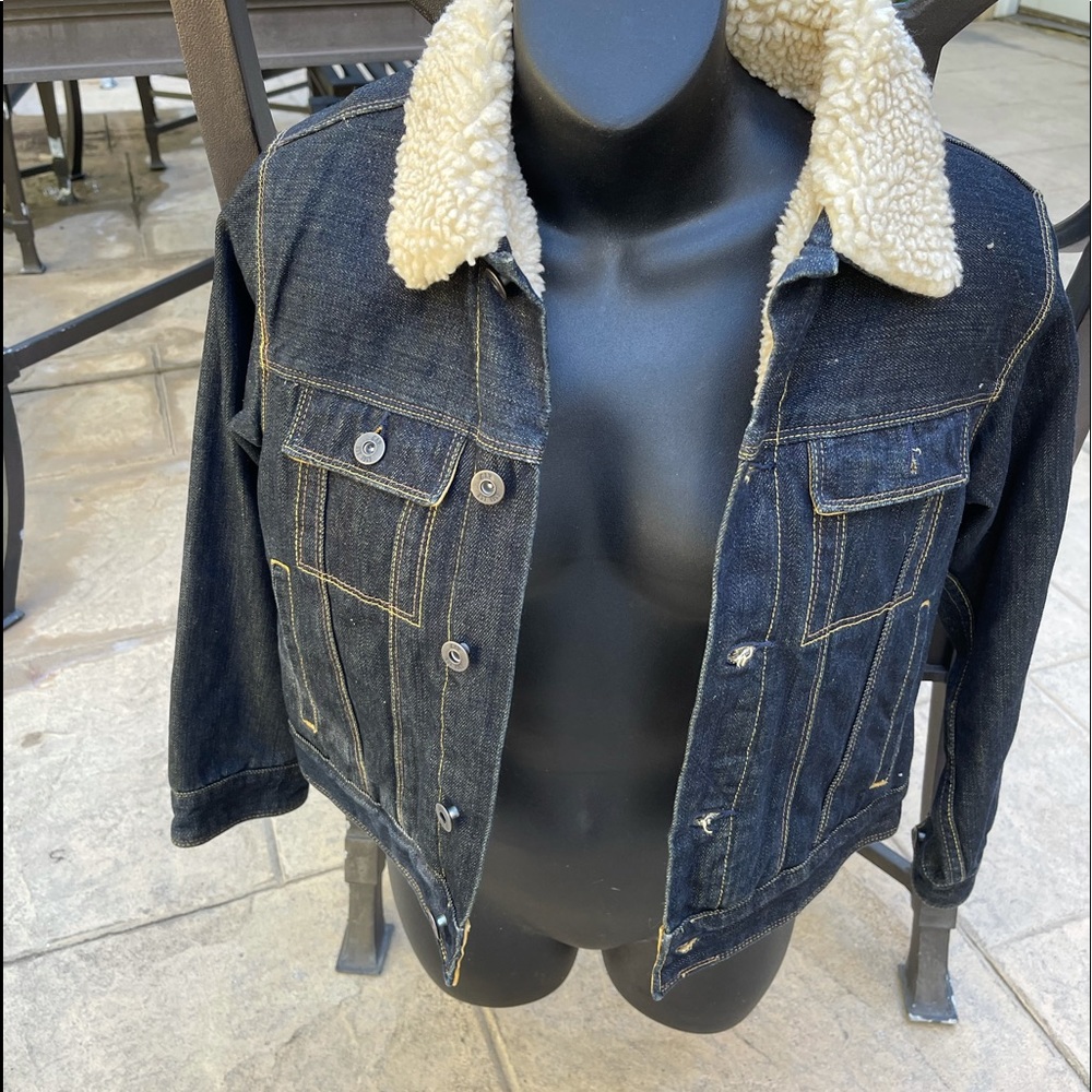 Gap kids denim fleece Sherpa  jacket as L 10 mint